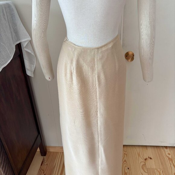 Vintage Sara Sturgeon Jacket & Skirt - Cream Silk - Size Medium - Picture 13 of 16
